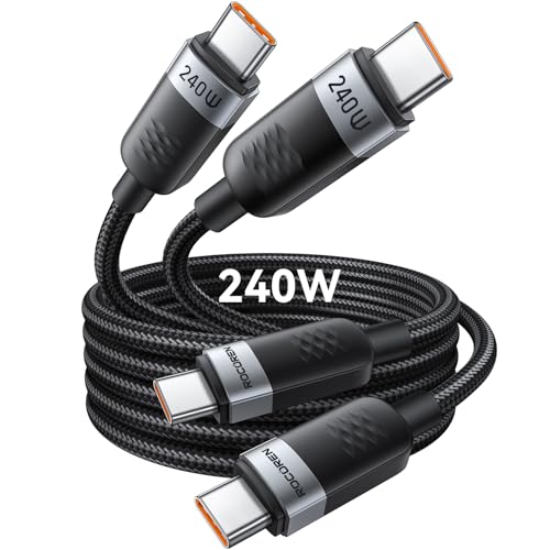 Rocoren USB C Kabel 240W, [2Pack 2m] PD Schnellladekabel USB C auf USB C, Nylon Geflochten USB C Kabel f&uuml;r Handy iPhone 16 15 Pro Max Samsung Galaxy S25 S24 S23 Ultra Pixel 7 iPad MacBook Pro Air