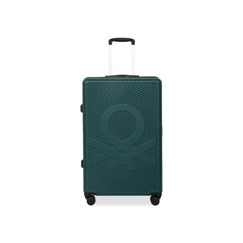 Image of United Colors of Benetton Mid-Size Hard Luggage Glide - Dark Green | PC Check-in Trolley Bag | TSA Lock & 360 Spinner Wheels Suitcase | Telescopic Handle | Water Resistance | 65cm | 72L Capacity