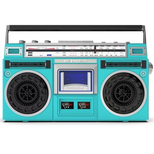 Radio cassette rétro vintage des années 80 couleur verte pour vos pique-niques et soirées