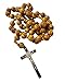 CLGIFT Giant Big Beads Rosario Natural Wood Jesus Metal Cross Xl Large 37