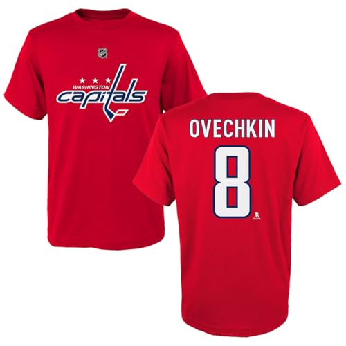 Outerstuff Alexander Ovechkin Washington Capitals #8 Youth Boys Size Player Name & Number T-Shirt (Red Youth X-Large-18/20)
