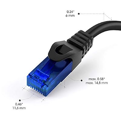 KabelDirekt Network Cable 10Gbps, for Maximum Fiber-Optic Internet Speed 25ft, Available in 1-100ft Ethernet & LAN Cable for Gigabit Networks, Router/Modem, RJ45 (Black/Blue)