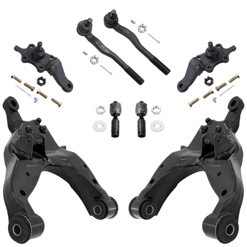 Image of Detroit Axle - 8pc Front End Control Arms Kit for Toyota 1996-2002 4Runner 2 Lower Control Arms Assembly 4 Outer Inner Tie Rod Ends 2 Lower Ball Joints 1997 19998 1999 2000 2001 Replacement