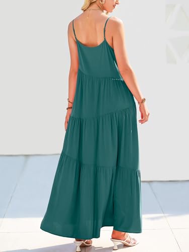ANRABESS Women’s Summer Casual Loose Sleeveless Spaghetti Strap Asymmetric Tiered Beach Maxi Long Dress