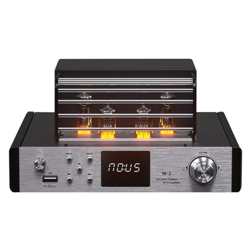 XDTKJDZ Amplificador Estéreo Híbrido a Válvulas, Receptor Estéreo a Válvulas con Bluetooth, Calidad De Sonido HiFi, Entrada De DVD/CD, Fibra Óptica Digital/coaxial, Ajuste De Graves Altos Y Bajos