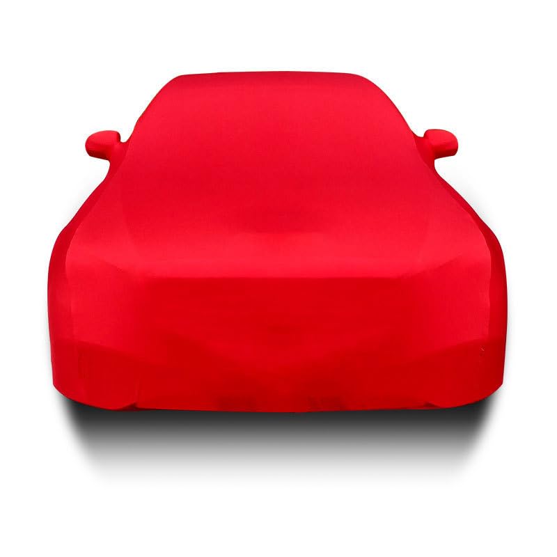 Indoor Car Cover for Renault Espace 5 sièges 2015 2016 2017 2018, Velvet Stretch Dust-Proof Protection Full Car Cover for Underground Garage, Car Show,A Red
