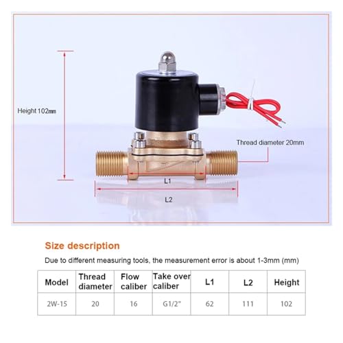 Solénoïde 1/2 laiton normalement fermé AC220V DC24V vanne eau - 3