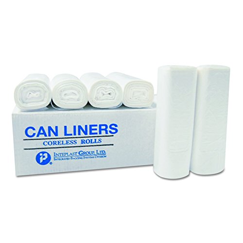 Inteplast Group S434812N 48 Length X 43 Width X 12 Mic Thickness Natural Color Hdpe Commercial Coreless Institutional Trash Can Liner Case Of 8 Roll 25 Bags Per Roll #TOP1