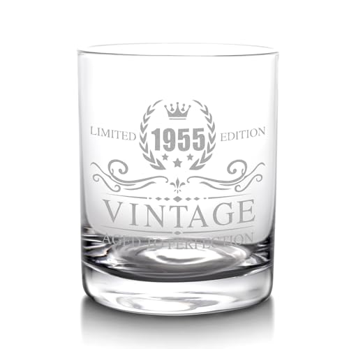 xilaxila Regalos de cumpleaños para hombre, vaso de whisky de 325 ml (1955)