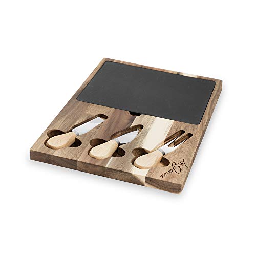 LaDonna Cheese Board and Knife Set | Charcuterie Boards for Serving Dishes | Wooden Tray Cheese Board Gift Set Serving Tray Includes 2 Knives and 1 Fork | Cheese Board Set - Image 9