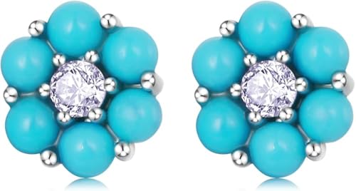 Boucles d'oreilles turquoise argent 925 hypoallergénique sans nickel pour peau sensible