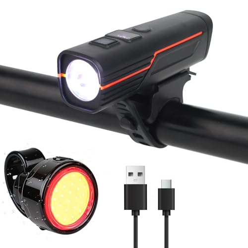 AXFEE Luces Bicicleta Delantera y Trasera,5 Modos de Iluminación+3 Modos de Brillo, Luces Bicicleta USB Recargable,24 Luce LED,Resistente al Agua IPX6,para Carretera/Montaña y Conducción Nocturna