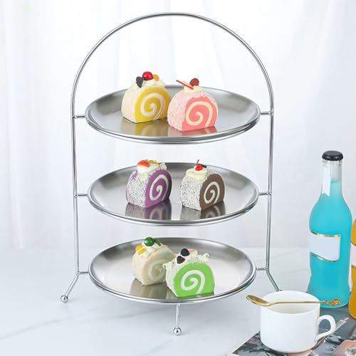 Présentoir à gâteaux chic en acier inoxydable à 3 niveaux - 4