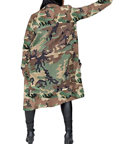 Vakkest Camo Blazer Jacket for Women Lapel Long Sleeve Open Front Cardigan Coat Classic Pockets Overcoat Outwear2