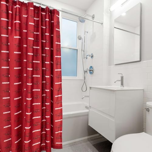 Image of Everything Comfy NCAA Arkansas Razorbacks Bright and Colorful Shower Curtain Cover 70 inch x 72 inch