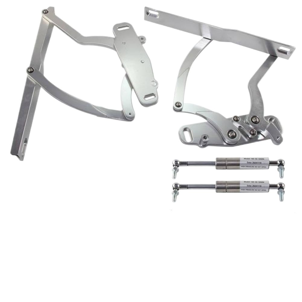 Billet Hood Hinge Kit Pair Left and Right Side Compatible with Camaro and Firebird 1970 to 1981 L6 V8 Engine Aluminum Silver