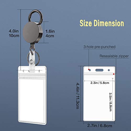 Www (2 Pack) Heavy Duty Metal Retractable Badge Holders Reel With [Carabiner] [Belt Clip Key Ring ] And [2Pcs Plastic Id Card Holders] 26.8 Inches Reinforced Wire Cord #TOP3