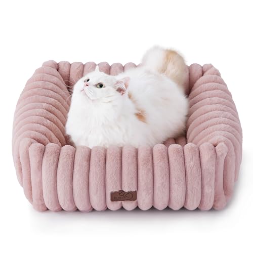 Image of Bedsure ComfyFleece Dog Bed for Small Dogs & Cats Washable，20in Blush Pink