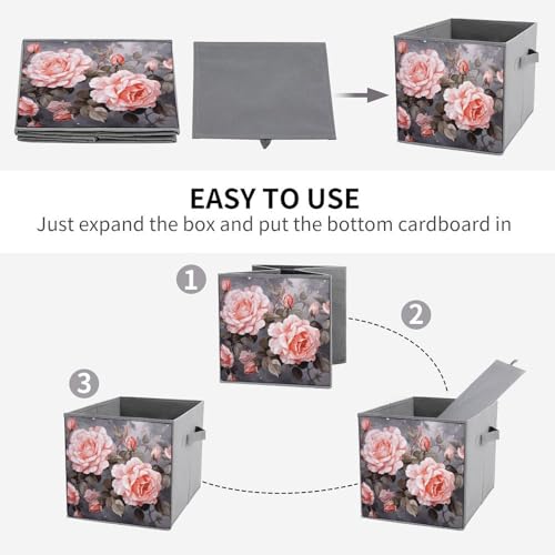 Boîtes de rangement pliables en tissu imprimé floral lot de 6