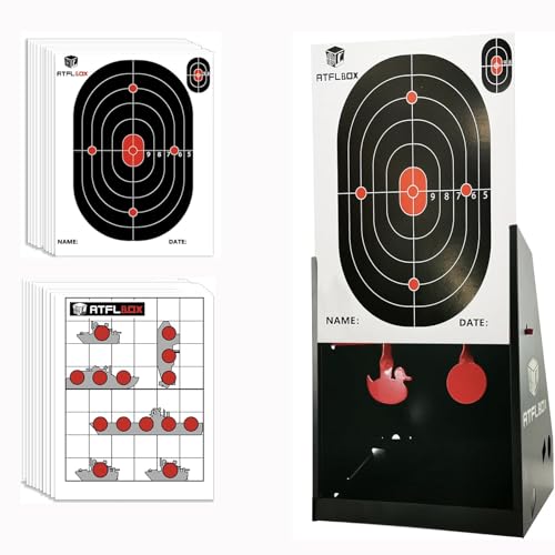 ATFLBOX 17.8 x 22.9 cm BB Gun Target Trap kugelfang mit 20 Papierzielen für Luftpistolen-, Airsoft- und Gewehrschießübungen