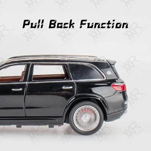 Image of 1:24 Scale Big Size Mercedes Maybach GLS600 Toy Car | Metal Diecast Car for Kids with Openable Doors, Sound, Light Effects (Black)