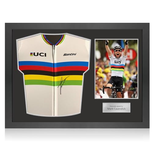 Camiseta arcoíris firmada Mark Cavendish con enmarcado exclusivo de galería