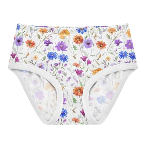Watercolor Wildflowers Girls Underwear Toddlers 2t Cotton Girl Panties Cute Bright Kids Briefs Undies