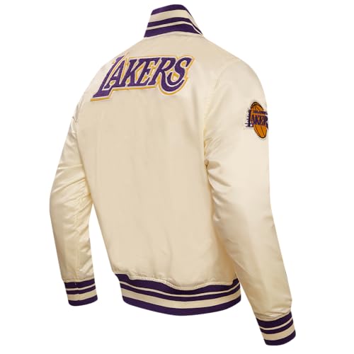 Pro Standard MENS NBA LOS ANGELES LAKERS RETRO CLASSICS SATIN JACKET EGGSHELL/PURPLE M - Image 2