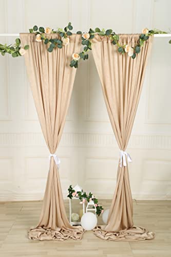 Sherway 2 Panels 4.8 Feet X 10 Feet Light Beige Thick Satin Wedding Backdrop Drapes, Non-Transparent Nude Window Curtains For Party Ceremony Stage Decoration #TOP2