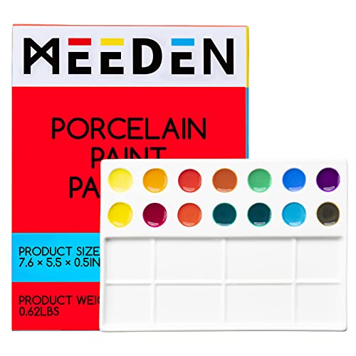 MEEDEN Paleta de Pintura de Artista de cerámica, Paleta de Acuarela de Porcelana, 7.6 x 5.5 Pulgada