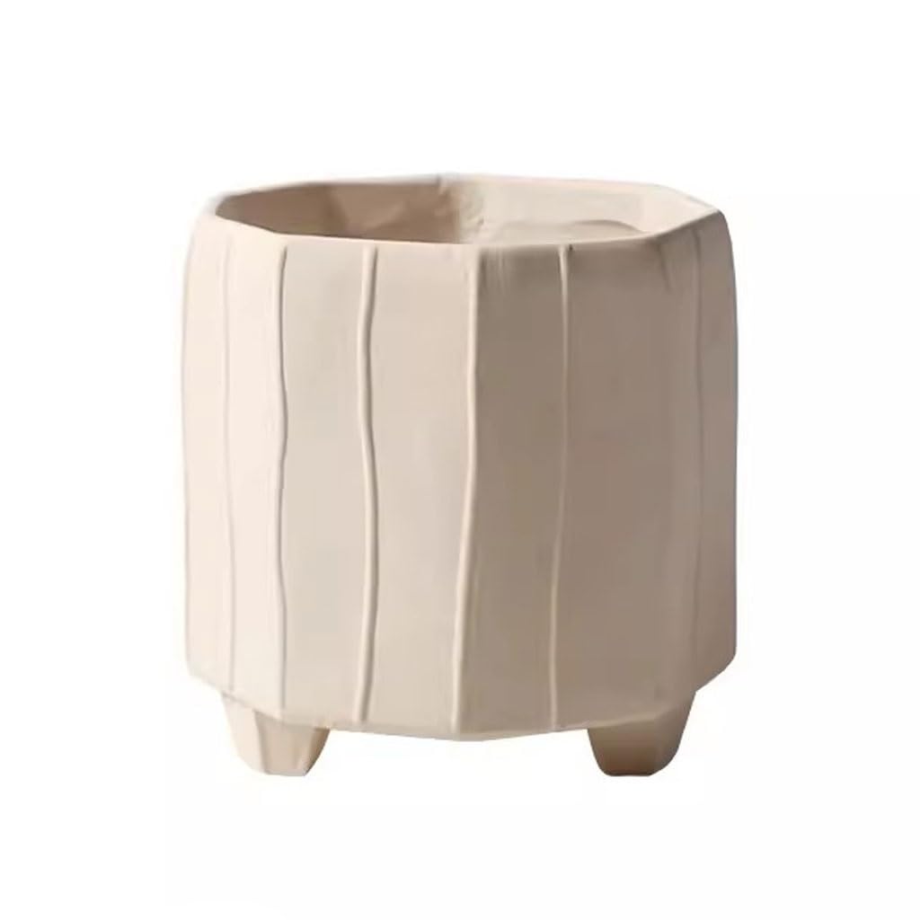 GELASIGE Flower Pots Modern Simple Cream Style Flower Pot Indoor Cactus Succulent Green Plant Potted Breathable Ceramic Pot Outdoor Flower Pots
