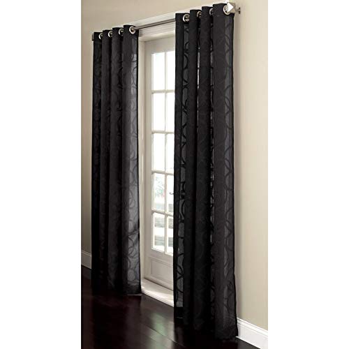 Gaze de coton noir rideau Puressilks pour salon bohème chic et cosy