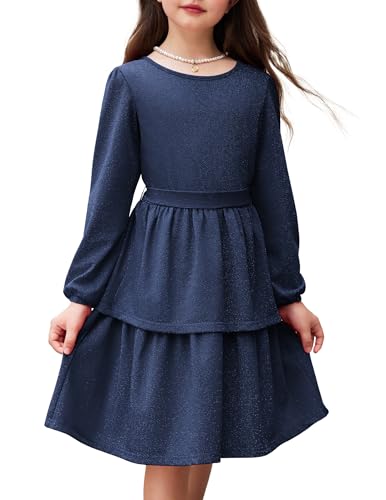 Arshiner Mädchen Kleider Glitzer Kinder Festliche Langarmkleid Elegant...