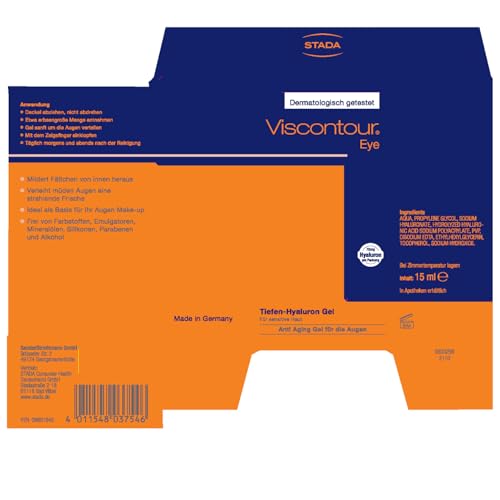 VISCONTOUR Eye Augengel - Straffende Augencreme mit Hyaluron - Intensive Pflege für die Augenpartie - Anti-Aging-Hautpflege, 1 x 50 ml