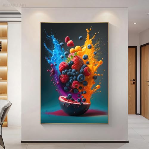 Toile cuisine smoothie fraise pour réveiller un mur blanc sans décoration