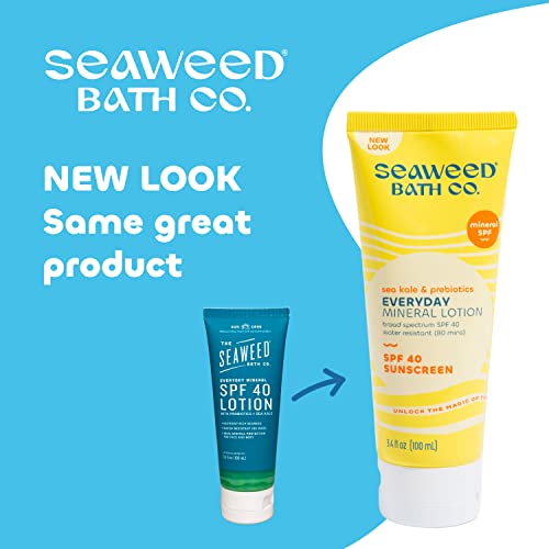 Image of Seaweed Bath Co. Everyday Mineral SPF 40 Broad Spectrum Sunscreen Lotion, 3.4 Ounce, Sustainably Harvested Seaweed, Sea Kale, Prebiotics (Pack of 2)