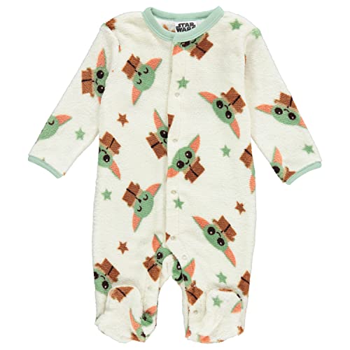 Image of STAR WARS Mandalorian The Child Baby Boys’ Long-Sleeve Footed Sleeper - Baby Yoda Pajamas
