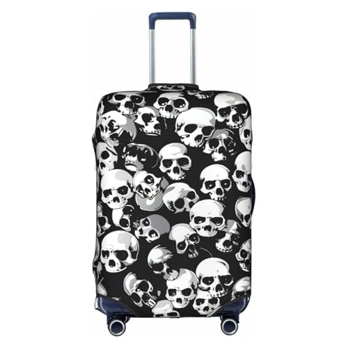 Housse de protection pour valise motif tête de mort blanche et noire, taille S
