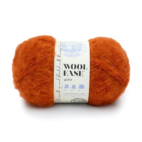 Image of Lion Brand Yarn, Wool-Ease Aire Crochet Yarn, Spicy, Orange, 1 Pack
