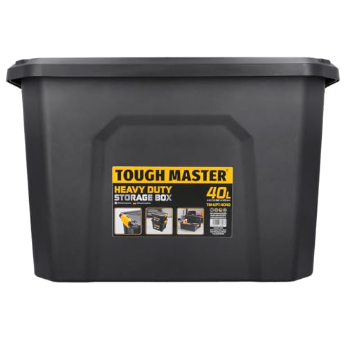 TOUGH MASTER Plastic Storage Box with Lid 40L, Box Size 49x38x32cm, Heavy Duty Tool Box Stackable for Home, Office & Workshop (Pack of 1)