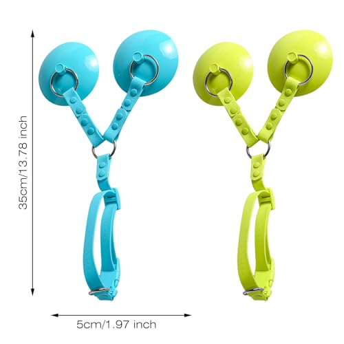 Image of Dog Bathing Tether with Dual Suction Cup- 2024 New Dog Washing Restraint Leash with Adjustable Collar for Pet Shower Bath Grooming - Easy Clean (Blue)