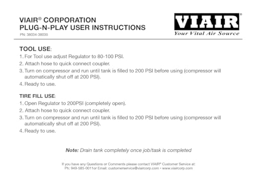Viair 38034 380C Plug-N-Play Compressor, 12V, 1.5 Gallon Tank, 200 Psi Rated With Alligator Clamps, For Nailing, Air Tools thumb #6