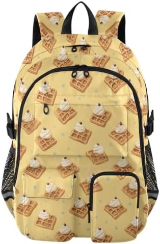 EFEWOI Waffle Cream Yellow Backpack College Laptop Backpack