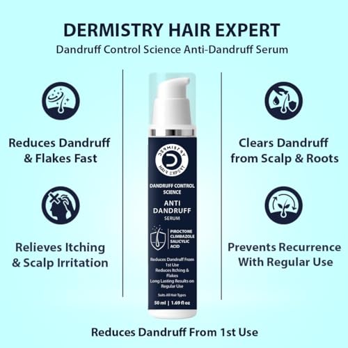 Image of Dermistry Anti-Dandruff Contol Shampoo Mask & Hair Serum Climbazole Piroctone ZPTO for Dryness Flakes Itching Exfoliates Oily Itchy Scalp For Frizzy Curly All Hair Type Men Women 450ML