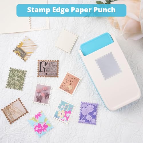 Image of Serplex Postage Stamp Hole Punch (NOT Included Scrap Papers), 1X0.8inch Rectangular Postage Stamp Puncher, Stamppunches for Paper Crafts Lever Craft Cutter Hole Puncher for Scrapbooking Journaling