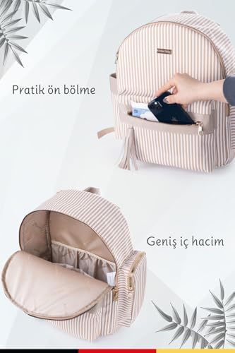 Kinder Baby Zebbra Termal Anne Bebek Bakım Çantası, Bej - Görsel 5