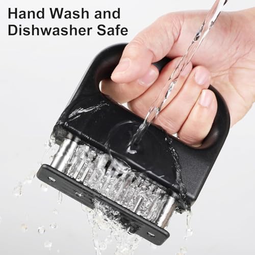 Image of Meat Tenderizer with 48 Stainless Steel Ultra Sharp Needle Blades, Kitchen Cooking Tool Best for Tenderizing, BBQ, Marinade