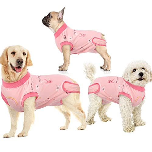 Idomik Dog Recovery Suit After Surgery, Soft Dog Surgery Recovery Suit For Male Female Pet Dogs Cats, Dog Spay Neuter Onesie Snugly Shirt, Dog Cone Alternative Anti-Licking Abdominal Wound Medium #TOP4
