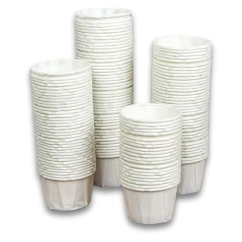 JAK Industrial 1 Ounce Paper Souffle Portion Cups - Disposable Medicine Cups for Samples, Condiments, Sauces, Medication, and Mouthwash (1000) Cover