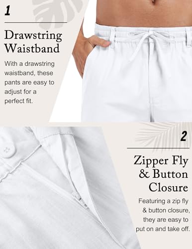 Boisouey Mens Casual Linen Pants Loose Fit Elastic Waist Drawstring Beach Summer Yoga Trousers4